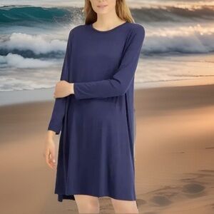 Eileen Fisher Knit Midi Dress Women’s Size Petite Small Blue Minimalist Beach